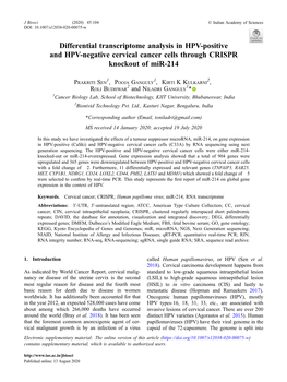 Differential Transcriptome Analysis in HPV-Positive and HPV-Negative Cervical Cancer Cells Through CRISPR Knockout of Mir-214
