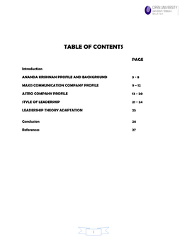 Table of Contents