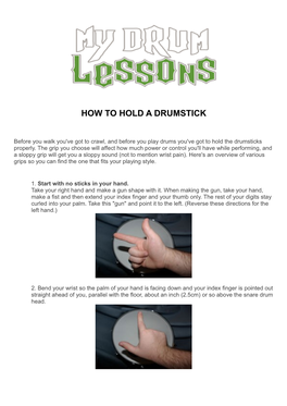 How to Hold a Drumstick