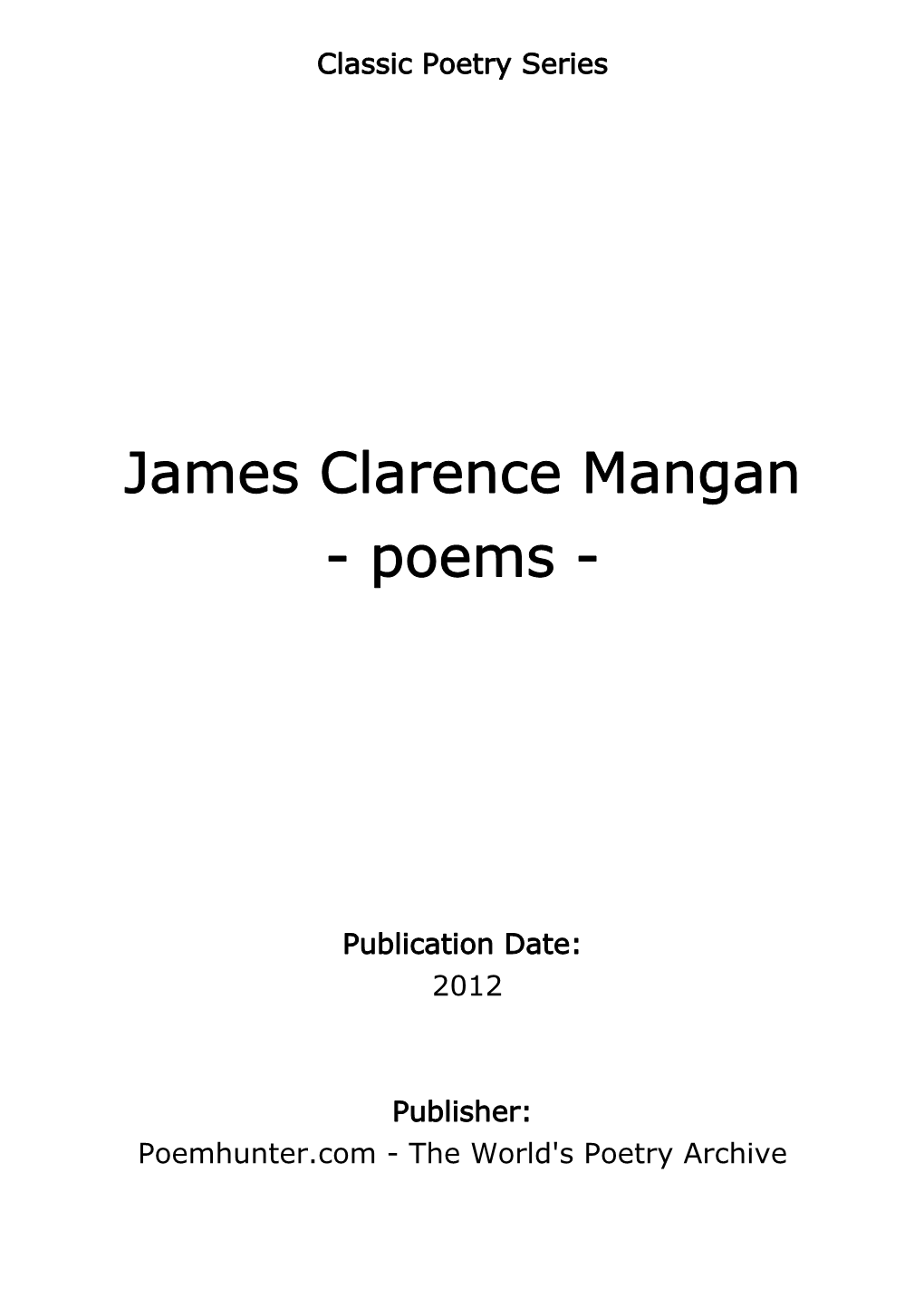 James Clarence Mangan - Poems