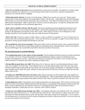Pointers on Becoming an Ideal Sports Parent (PDF)