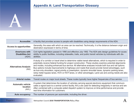 Land Transportation Glossary A