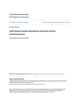 2020 Spring Florida International University Virtual Commencement
