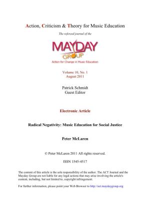 Radical Negativity: Music Education for Social Justice