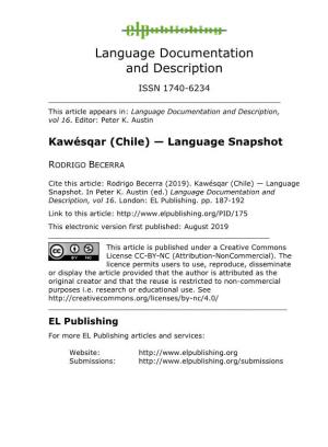 Kawésqar (Chile) — Language Snapshot