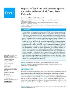 Impacts of Land Use and Invasive Species on Native Avifauna of Mo’Orea, French Polynesia