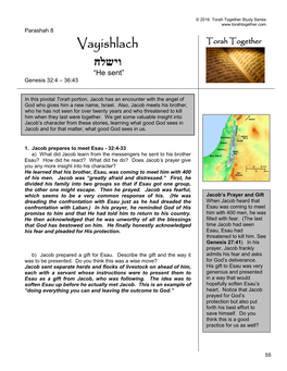 Vayishlach Torah Together וישלח “He Sent” Genesis 32:4 – 36:43