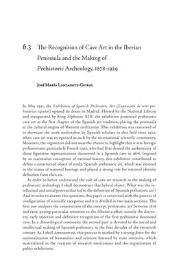 6.3 the Recognition of Cave Art in the Iberian Peninsula and the Making of Prehistoric Archeology, 1878-1929