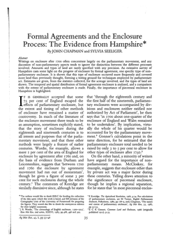 Formal Agreements and the Enclosure Process: the Evidence from Hampshire* by JOHN CHAPMAN and SYLVIA SEELIGE1K