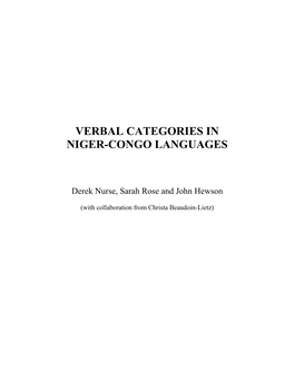 Verbal Categories in Niger-Congo Languages