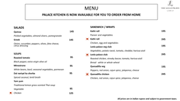 Menu Palace Kitchen Is Now Available for You to Order from Home