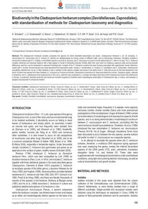 With Standardisation of Methods for Cladosporium Taxonomy and Diagnostics