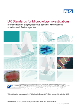 Identification of Staphylococcus Species, Micrococcus Species and Rothia Species