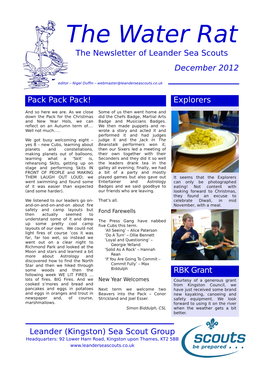 The Water Rat the Newsletter of Leander Sea Scouts December 2012