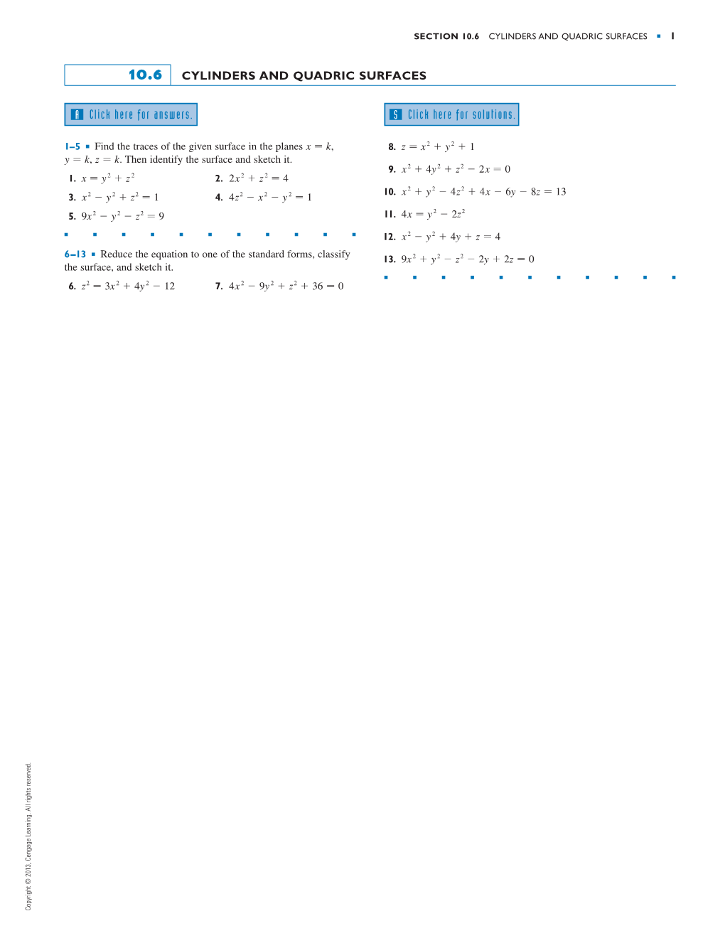 10.6 Cylinders and Quadric Surfaces ■ 1