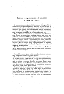 Treinta Coniposiciones Del Trovador Cerverí De Girona