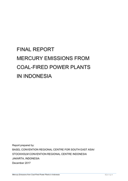 Final Report Mercury Emissions from Coal-Fired Power Plants in Indonesia