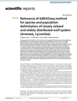 Relevance of Ddradseq Method for Species and Population