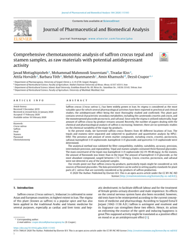 Comprehensive Chemotaxonomic Analysis of Saffron Crocus Tepal And