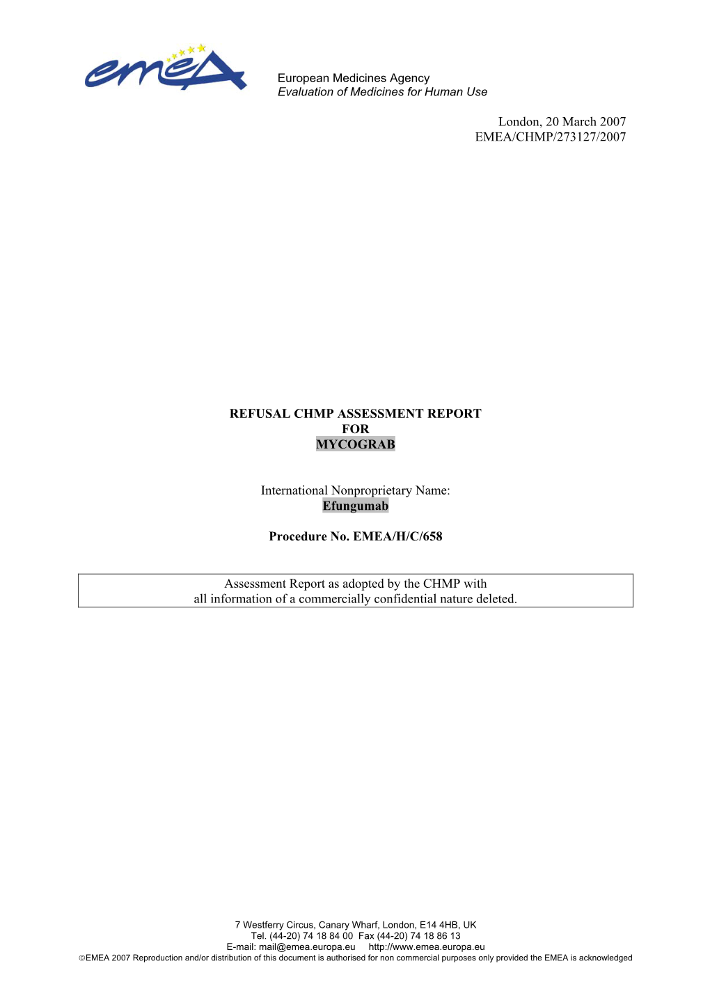 Refusal Public Assessment Report