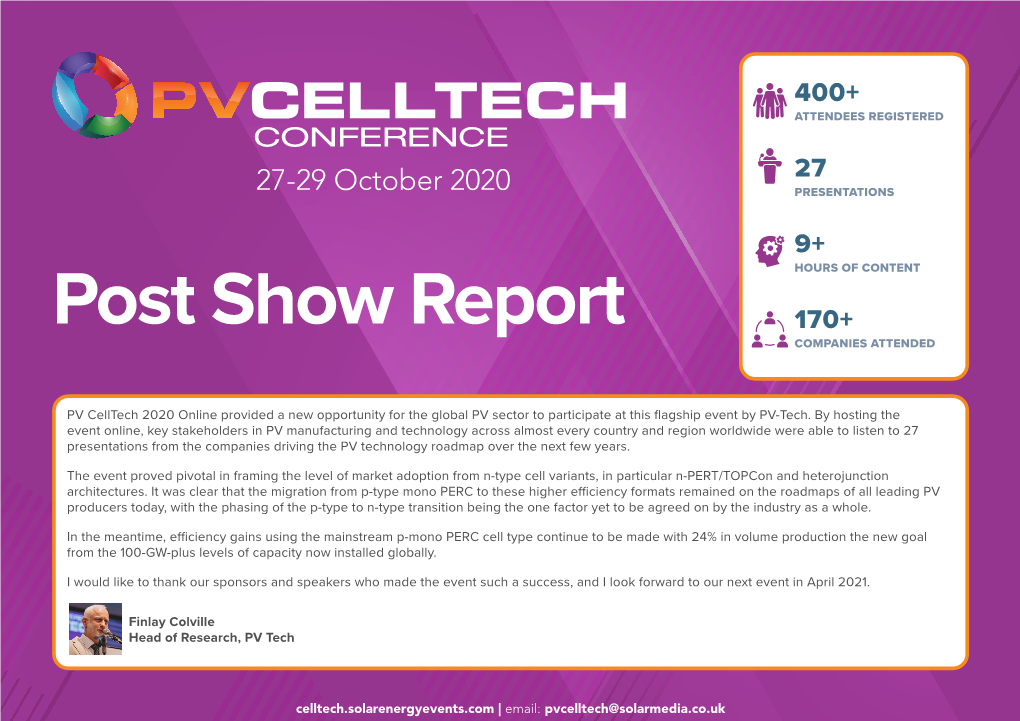 PV Celltech 2020 Online Provided a New Opportunity for the Global PV Sector to Participate at This Flagship Event by PV-Tech