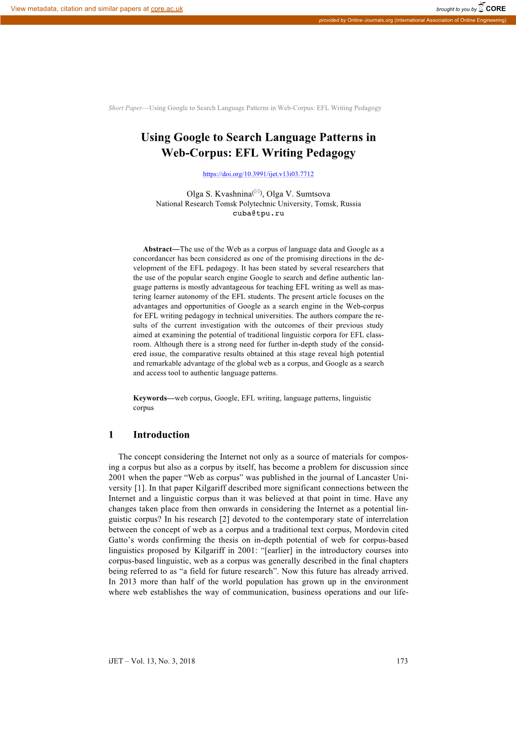 Using Google to Search Language Patterns in Web-Corpus: EFL Writing Pedagogy