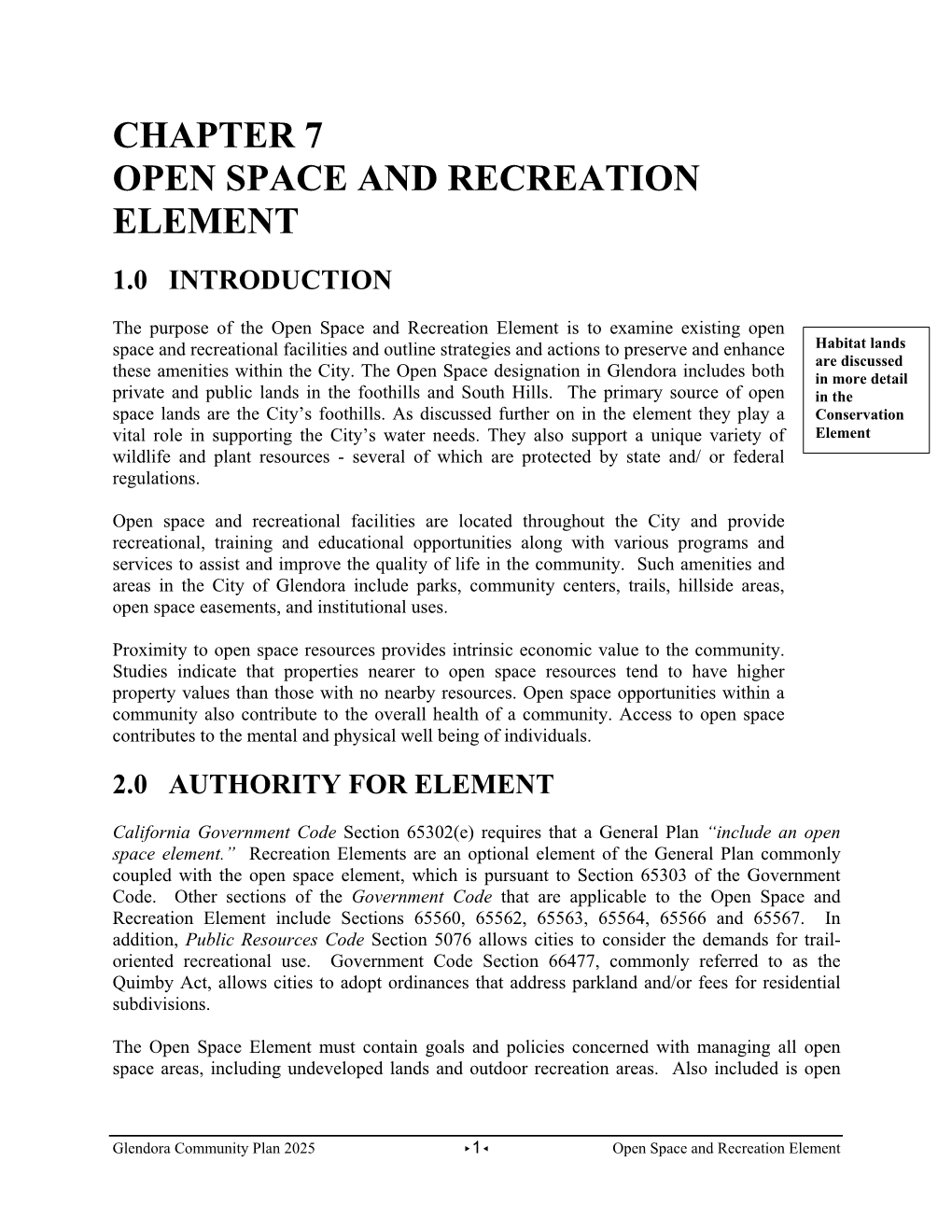 Chapter 7 Open Space and Recreation Element