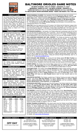 Orioles Game Information • August 26, 2008