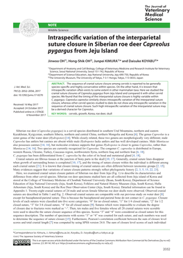 Intraspecific Variation of the Interparietal Suture Closure in Siberian Roe Deer Capreolus Pygargus from Jeju Island