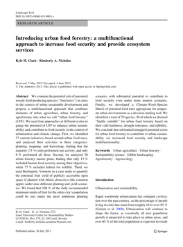 Introducing Urban Food Forestry: a Multifunctional Approach to Increase Food Security and Provide Ecosystem Services