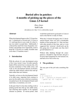 Buried Alive in Patches: 6 Months of Picking up the Pieces of the Linux 2.5 Kernel
