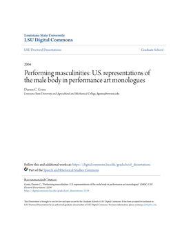 US Representations of the Male Body in Performance Art Monologues