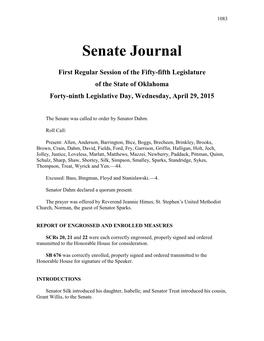 Senate Journal Apr 29, 2015
