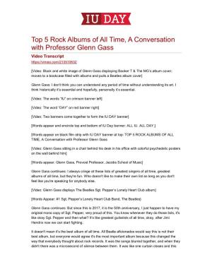 Top 5 Rock Albums of All Time, a Conversation with Professor Glenn Gass Video Transcript