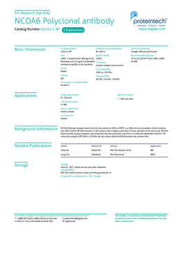 NCOA6 Polyclonal Antibody Catalog Number:25241-1-AP 2 Publications