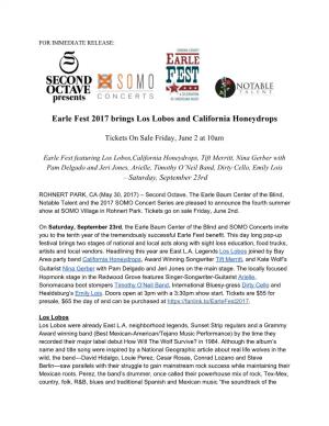 Earle Fest 2017 Brings Los Lobos and California Honeydrops