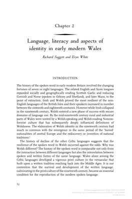 Downloaded from Manchesterhive.Com at 09/28/2021 07:33:46PM Via Free Access Language, Literacy and Aspects of Identity in Early Modern Wales