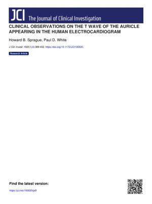 Clinical Observations on the T Wave of the Auricle Appearing in the Human Electrocardiogram