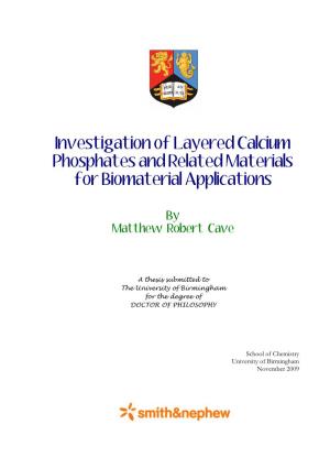 Investigation of Layered Calcium Phosphates and Related Materials for Biomaterial Applications