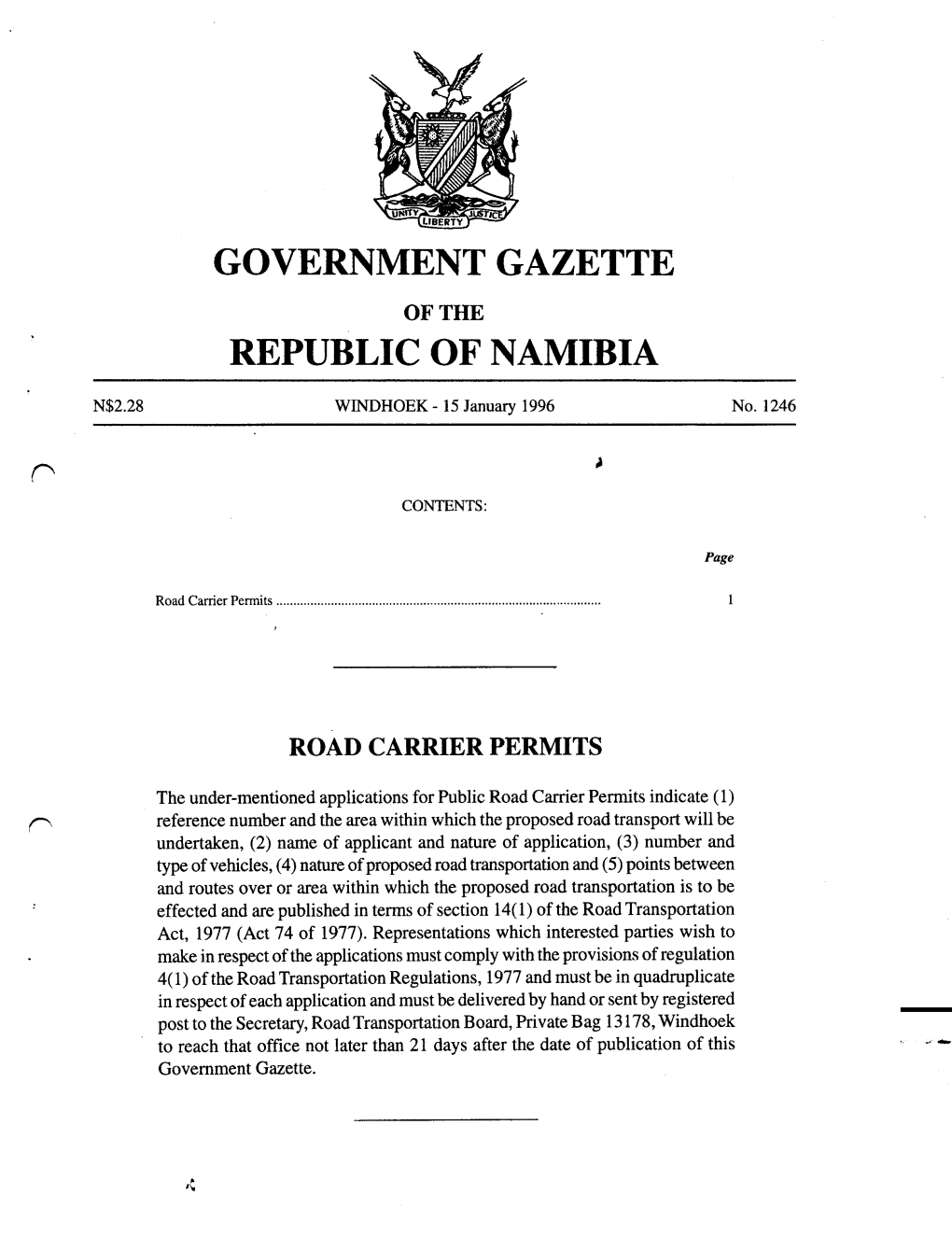 Government Gazette Republic of Namibia