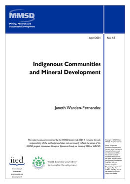 Indigenous Communities and Mineral Development