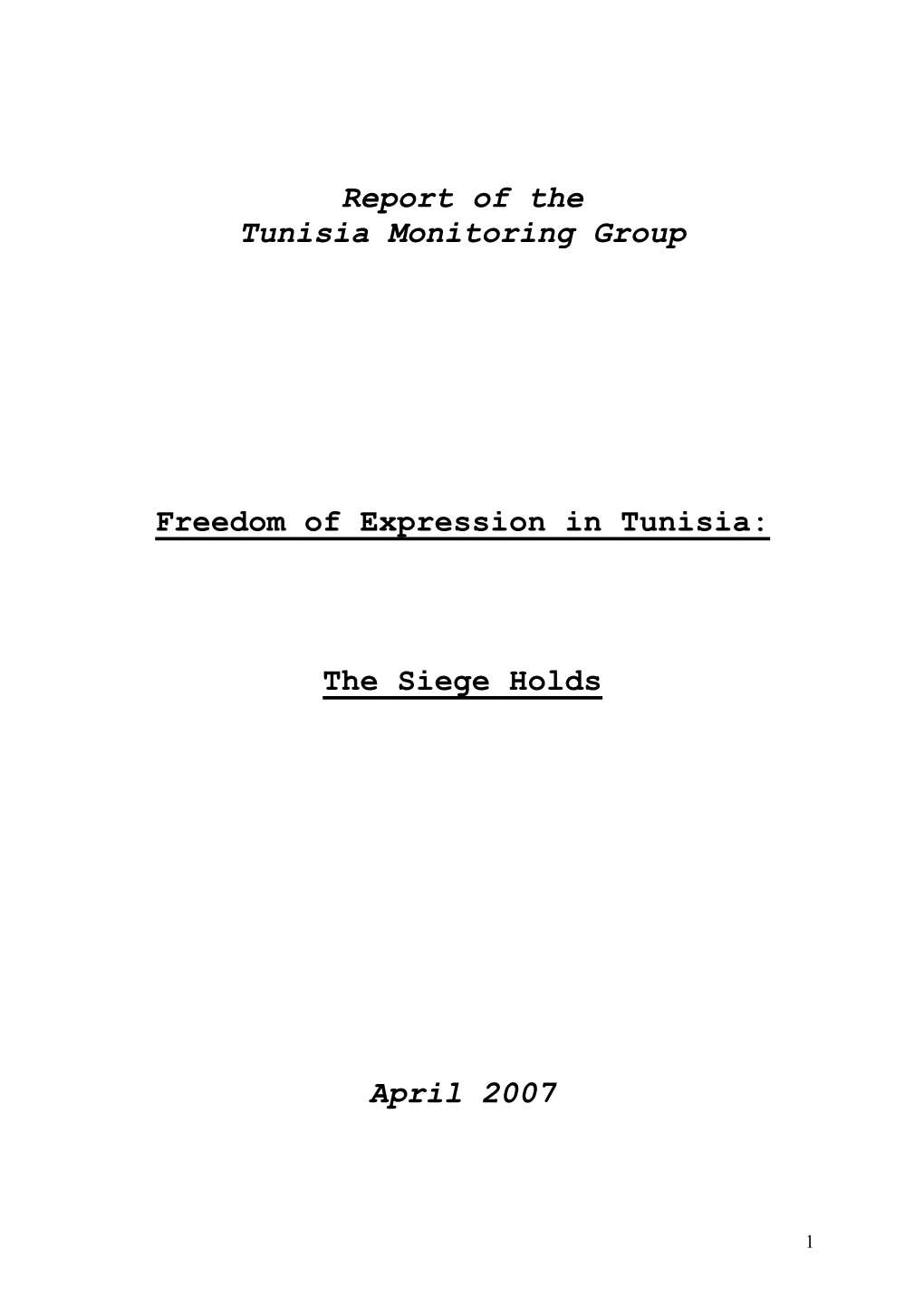 Report of the Tunisia Monitoring Group