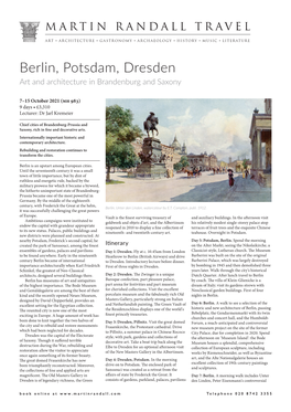 Berlin, Potsdam, Dresden Art and Architecture in Brandenburg and Saxony