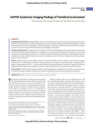 SAPHO Syndrome: Imaging Findings of Vertebral Involvement