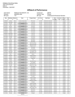 Affidavit of Performance