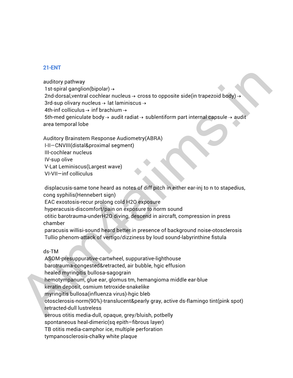 21-ENT Auditory Pathway → 1St-Spiral Ganglion(Bipolar) → → 2Nd-Dorsal