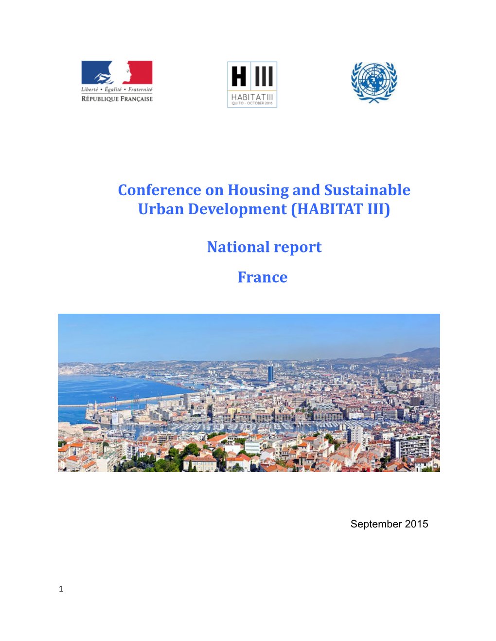 Conference on Housing and Sustainable Urban Development (HABITAT III) National Report France