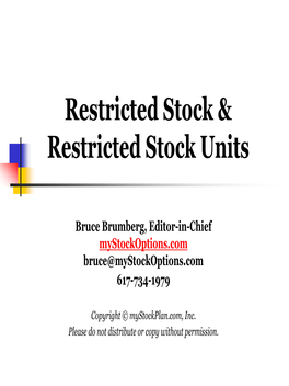 Restricted Stock & Restricted Stock Units