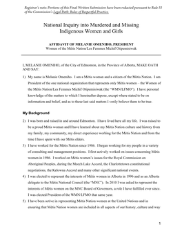 National Inquiry Into Murdered and Missing Indigenous Women and Girls