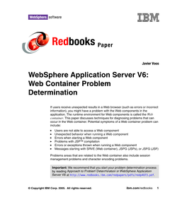 Websphere Application Server V6: Web Container Problem Determination